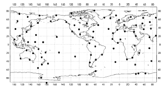 The 87 station network used in the LKS radiosonde analysis.